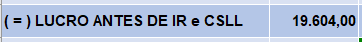 LUCRO ANTES IR E CSLL